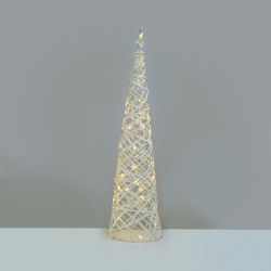 ^ "WHITE & SILVER CONE TREE" 40 MINI WW LED ΛΑΜΠ. ΜΠΑΤ. 3ΧΑΑ,IP20 Φ20.5X80CM  -X11401118
